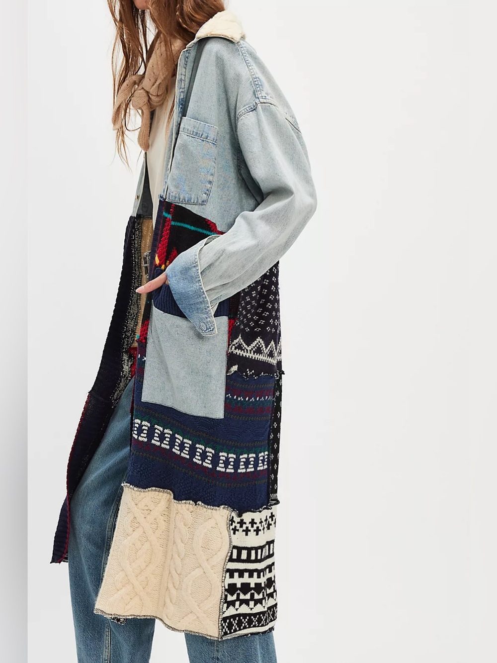 NWOT Free People Tricia Fix Freddie Denim Maxi Shirt - denim blue black - Small - Picture 4 of 13